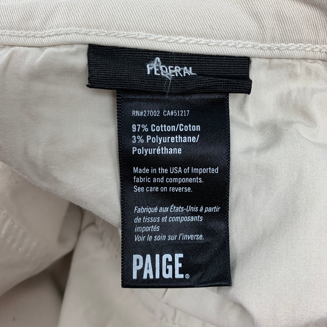 PAIGE Size 32 Beige Cotton Jean Cut Casual Pants