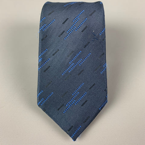 ROMEO GIGLI Navy Blue Textured Silk Blend Tie