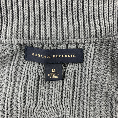 BANANA REPUBLIC Size M Gray Cable Knit Cotton Zip Up Cardigan