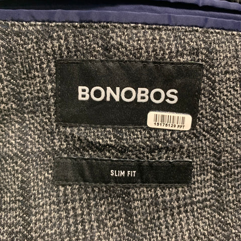 BONOBOS Talla 42 Traje de lana a cuadros gris carbón con un solo botón 33 29