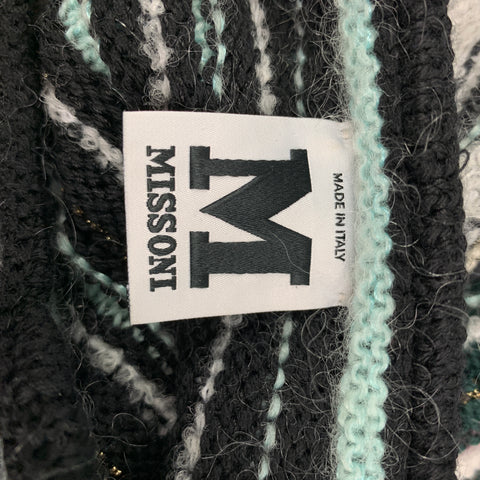 M MISSONI Suéter verde de mezcla de lana de punto multicolor talla 12