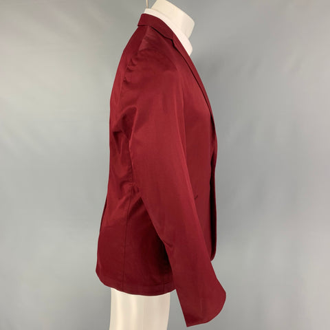 SPENCER HART Size 38 Burgundy Cotton Notch Lapel Sport Coat