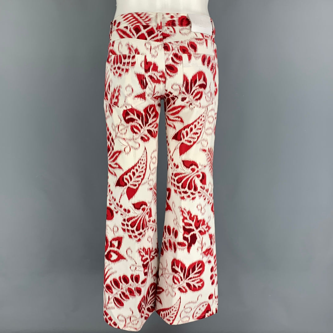 Vintage GUCCI by Tom Ford Size 30 White Red Abstract Cotton Jeans