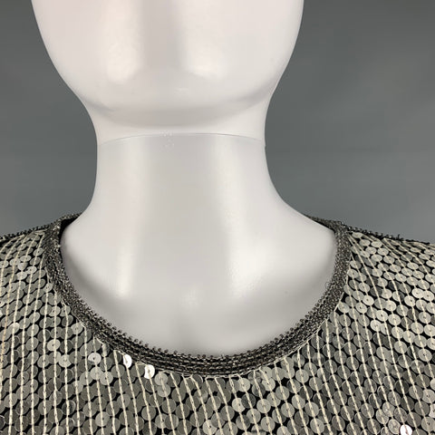 JUDITH ANN CREATIONS Taille S Robe droite à paillettes argent noir