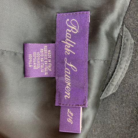 RALPH LAUREN Purple Label Size L Navy Lana Wool Double Breasted Coat