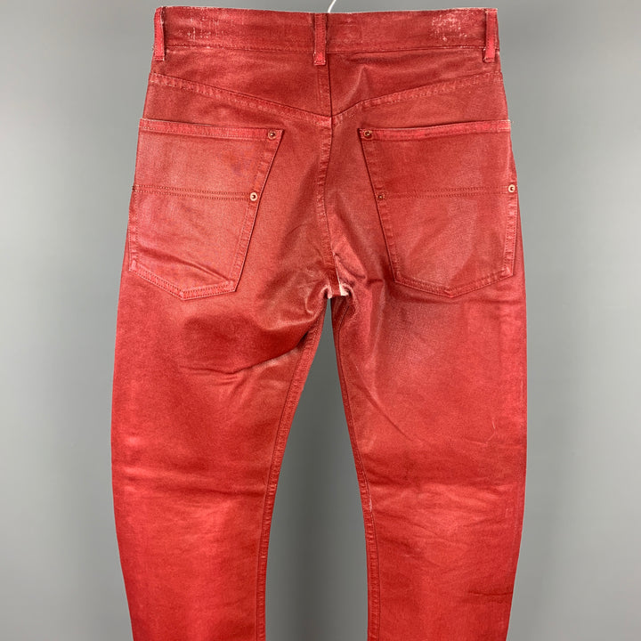 ANDREW MACKENZIE Size 28 Red Coated Denim Zip Fly Jeans