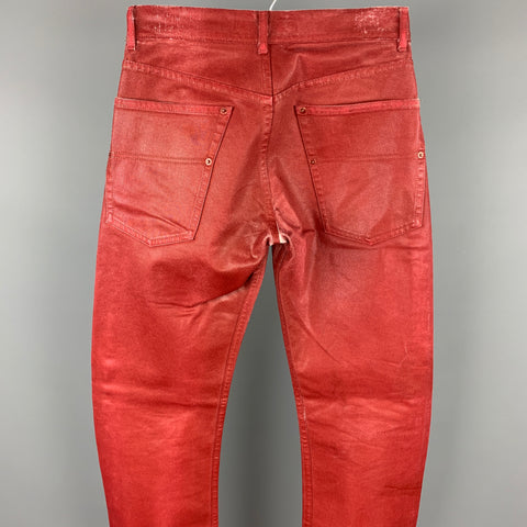 ANDREW MACKENZIE Size 28 Red Coated Denim Zip Fly Jeans