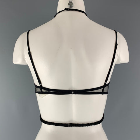 NENSI DOJAKA Taille XS Noir Soie Lyocell Bralette Casual Top