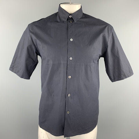 STEPHAN SCHNEIDER Size L Navy Cotton Short Sleeve Button Up Shirt