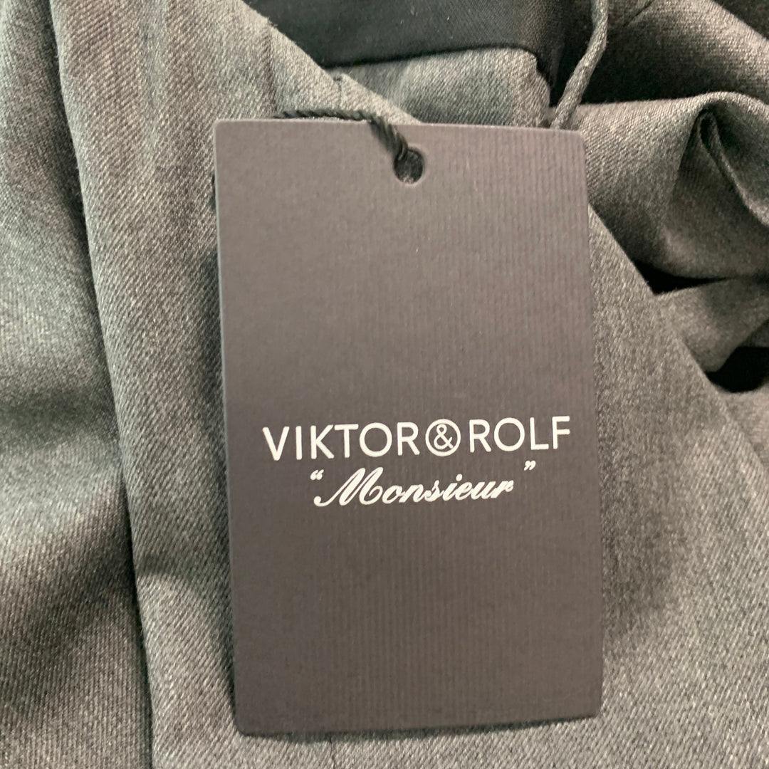 VIKTOR & ROLF Size 38 Grey Black Solid Wool Zip Fly Dress Pants