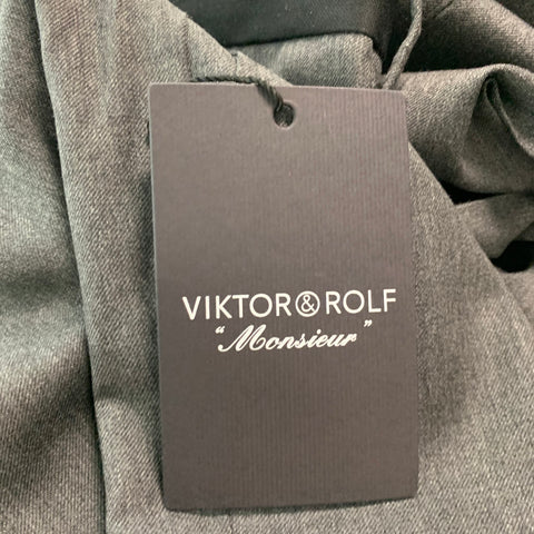 VIKTOR &amp; ROLF Taille 38 Pantalon habillé en laine unie gris noir avec braguette zippée