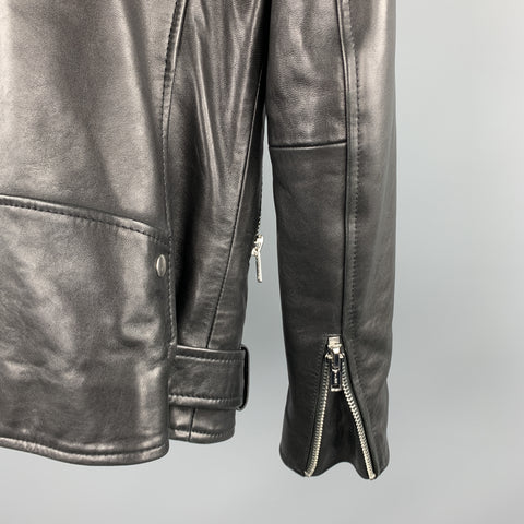 CHRISTIAN BENNER Size XS Black & Silver Solid Leather Biker Jacket