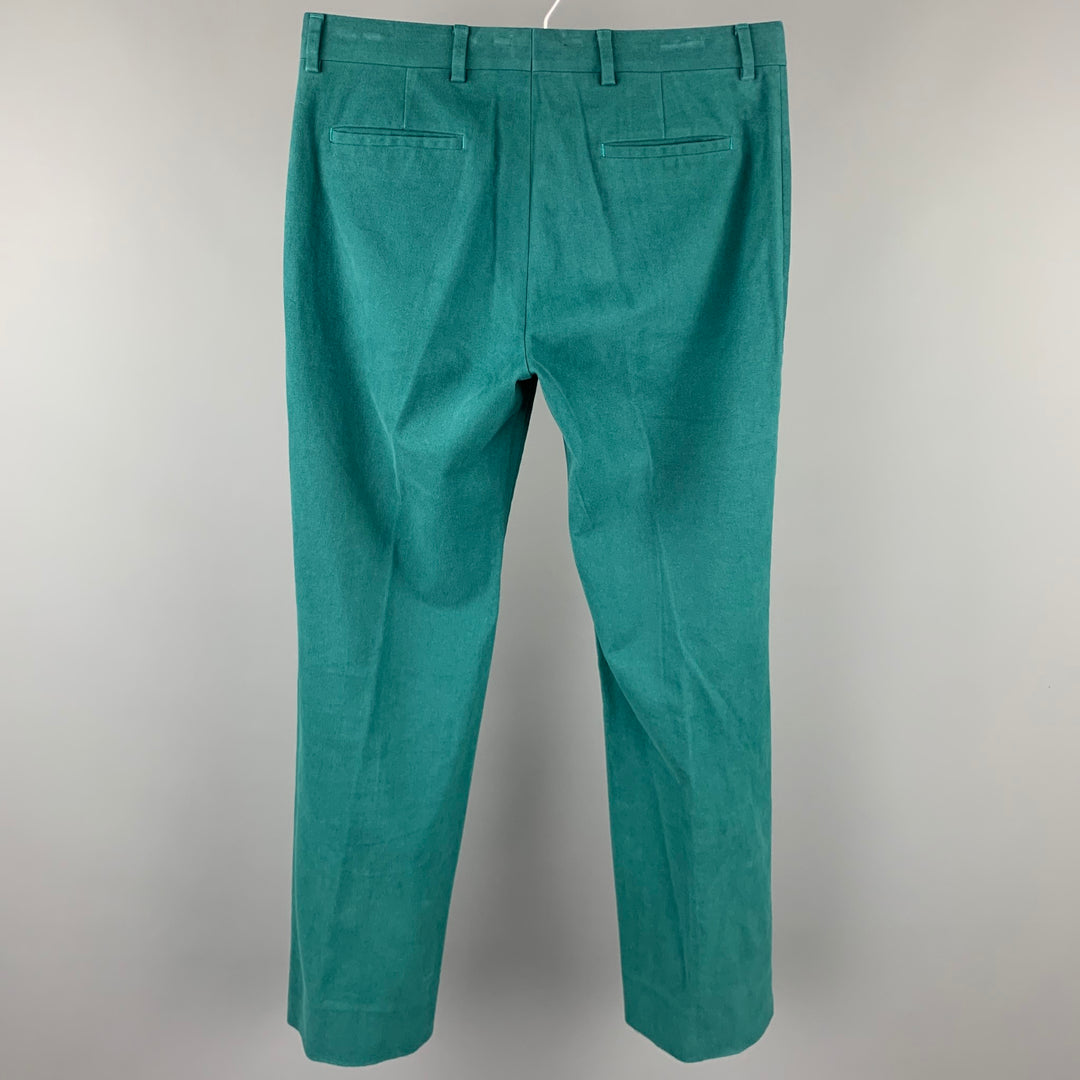 CoSTUME NATIONAL Size 32 Teal Cotton Blend Button Fly Dress Pants