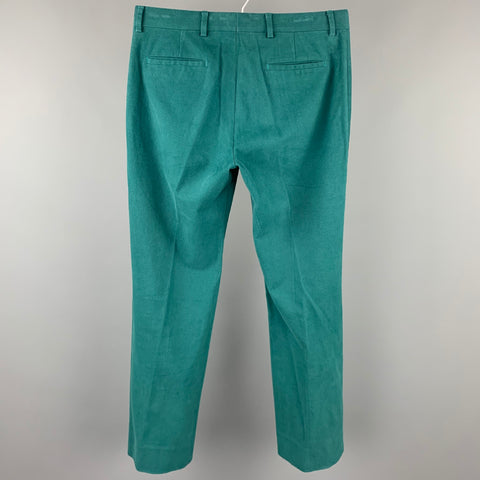 CoSTUME NATIONAL Size 32 Teal Cotton Blend Button Fly Dress Pants
