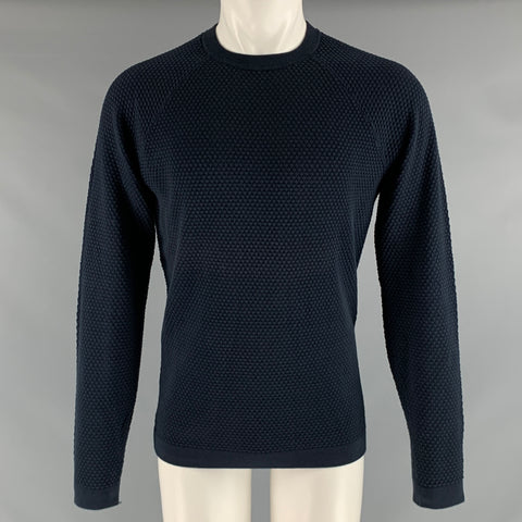 THEORY Size M Navy Textured Crew-Neck Pullover