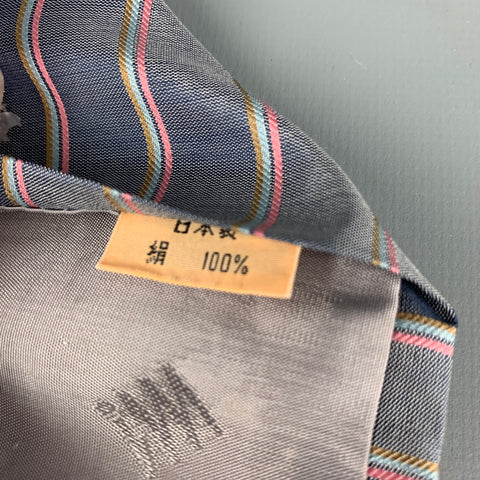 Vintage ISSEY MIYAKE Grey Pink Diagonal Stripe Silk Tie