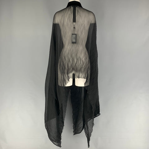 GIORGIO ARMANI Bufanda con botones texturizada de seda negra talla única