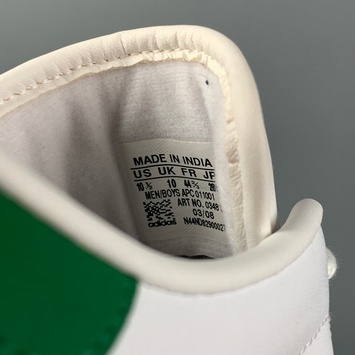 ADIDAS x STAN SMITH Size 10.5 White Leather Lace Up Sneakers