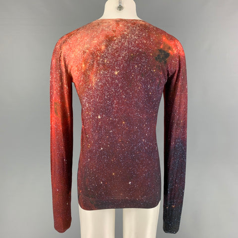 CHRISTOPHER KANE Size M Brick Multi-Color Splattered Silk Cashmere Pullover
