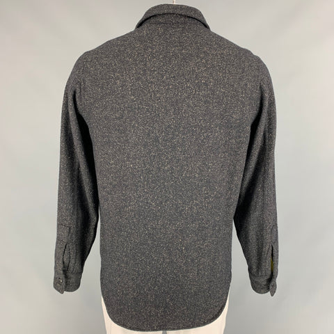 RRL by RALPH LAUREN Size M Black & Oatmeal Heather Wool Blend Long Sleeve Shirt
