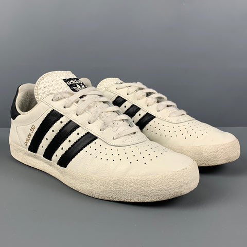 ADIDAS Size 8.5 White Black Leather Low Top 350 Sneakers