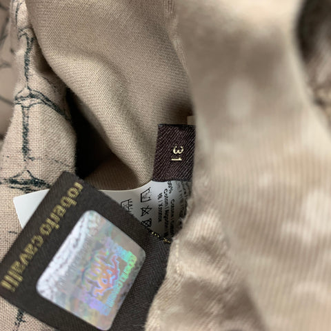 ROBERTO CAVALLI Size 31 Beige Animal Print Cotton Skinny Jeans