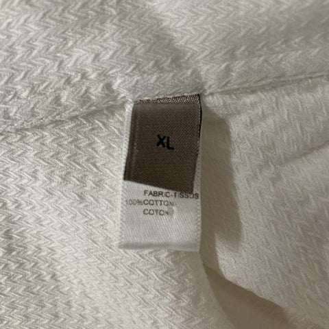 ARMANI COLLEZIONI Size XL White Textured Cotton Button Up Long Sleeve Shirt