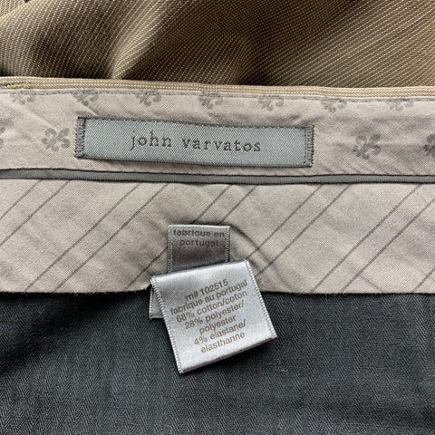 JOHN VARVATOS Size 30 Taupe Pinstripe Cotton Blend Zip Fly Casual Pants