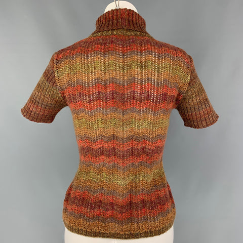 M MISSONI Size 4 Multi-Color Wool Blend Textured Turtleneck Pullover