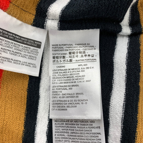 LEVI'S MADE &amp; CRAFTED Jersey de algodón con cuello redondo y rayas en negro y mostaza talla S