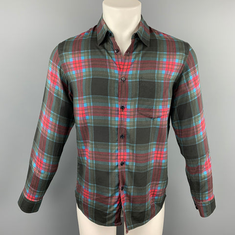 MARC JACOBS Size XS Multi-Color Plaid Viscose Button Up Long Sleeve Shirt