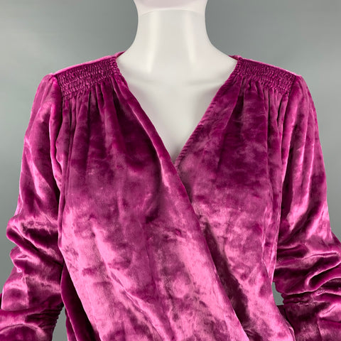 ATTICO Size 6 Pink Black Polyester Velvet Wrap Dress