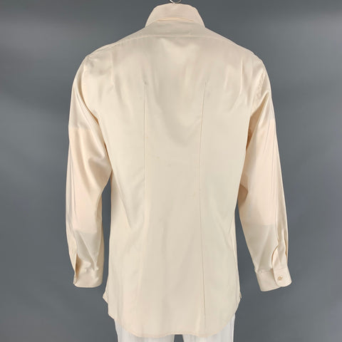 RALPH LAUREN Size L Cream Silk One pocket Long Sleeve Shirt