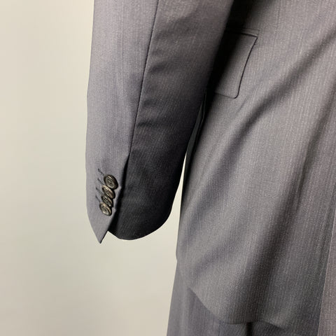 HUGO BOSS Size 42 Navy Solid Virgin Wool Notch Lapel 34 x 32 Suit