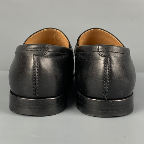 BALLY Size 7 Black Leather Penny Loafers
