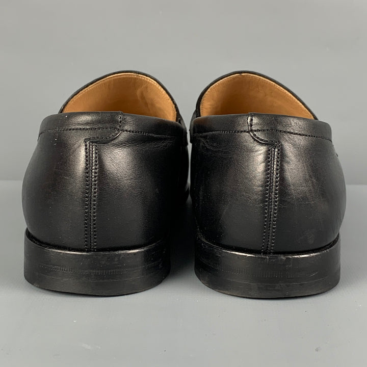 BALLY Size 7 Black Leather Penny Loafers
