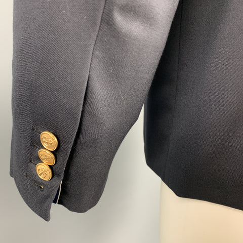 THOM BROWNE Chest Size 38 Black Solid Wool Notch Lapel Sport Coat