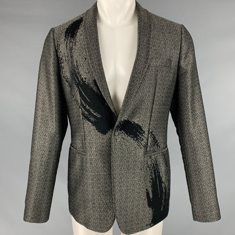 EMPORIO Taille 42 Manteau de sport à col châle tissé gris noir