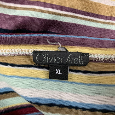 OLIVIER STRELLI Size XL Multi-Color Stripe Cotton Short Sleeve T-shirt