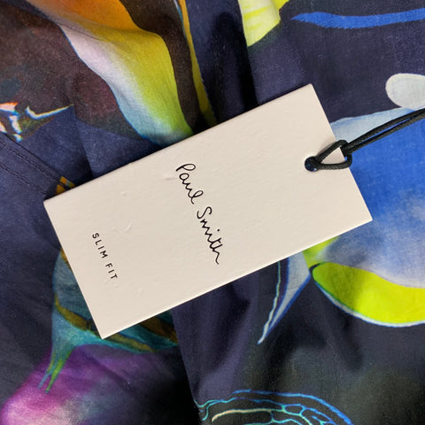 PAUL SMITH Size XXL Multi-Color Fish Cotton Button Up Long Sleeve Shirt