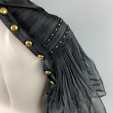 COMME des GARCONS TAO Size M Black Pleated Polyester Cape