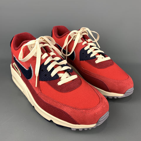 Zapatillas de deporte con cordones y ribete de ante de lona en rojo y azul marino talla 11 de NIKE