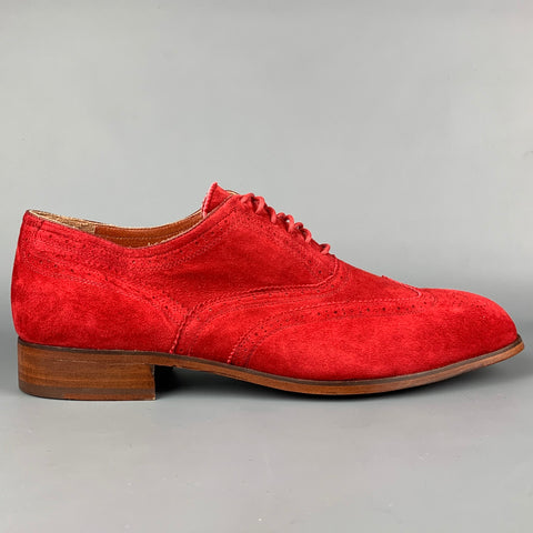 FLORSHEIM par DUCKIE BROWN Taille 13 Chaussures à lacets en cuir perforé rouge Wingtip