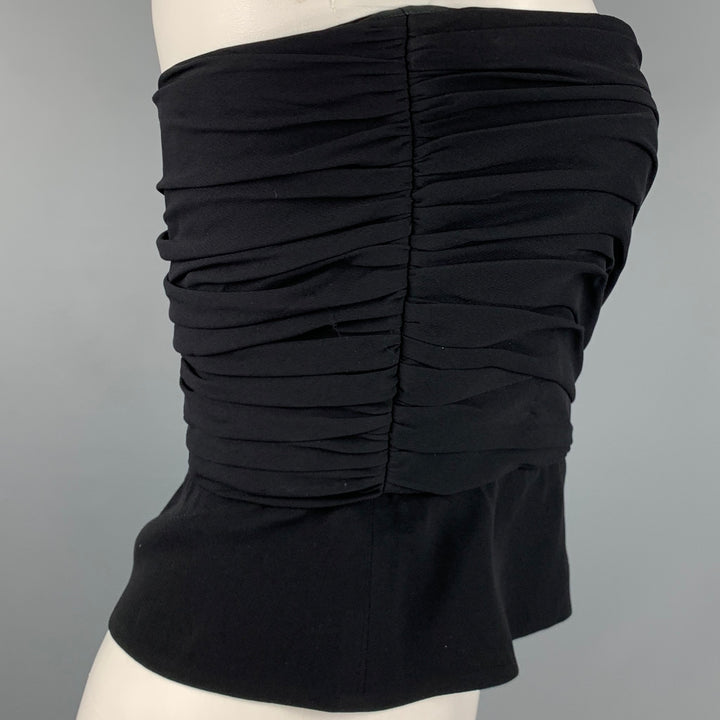 GIORGIO ARMANI Size 6 Black Ruched Bustier Dress Top