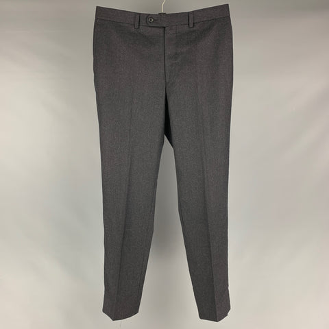 SAKS FIFTH AVENUE Size 36 Grey Wool Flat Front Dress Pants