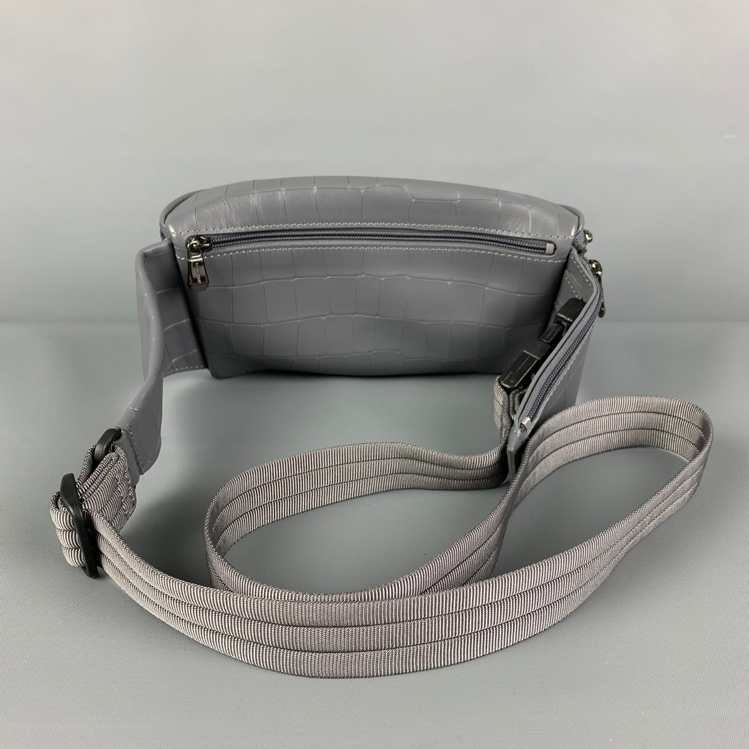 LONGCHAMP Grey Embossed Leather Belt Bag