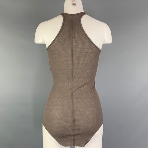 RICK OWENS ANTHEM S/S 11 Taille 6 Taupe Viscose / Débardeur à ourlet incurvé en soie