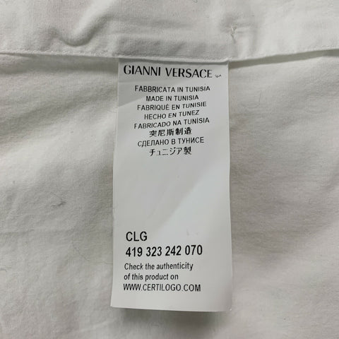VERSACE COLLECTION Size 41 White Studded Cotton Blend Hidden Placket  Long Sleeve Shirt