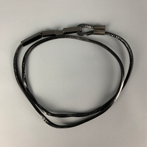 PRADA Black Gunmetal Patent Leather Necklace