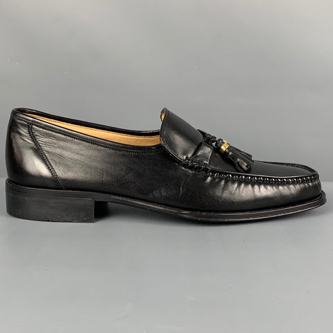BALLY Size US 9.5 Black Leather Tassels Loafers